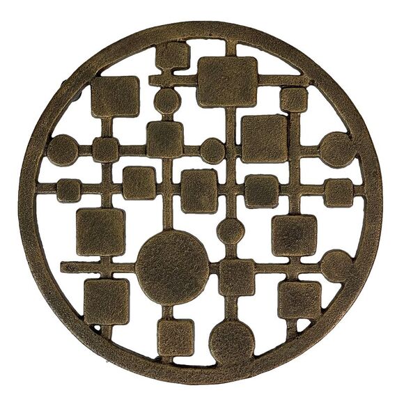 Cast Iron Circles & Squares Trivet – Bronze, 8" Mid Century Modern Accent - Picture 1 of 11